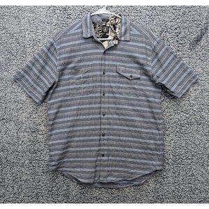 Volcom Linen Boho Button Up Shirt Mens LG Beach Travel Cali Hippie Surfer Skate